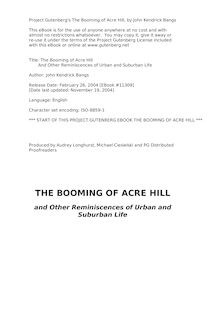 The Booming of Acre Hill - And Other Reminiscences of Urban and Suburban Life