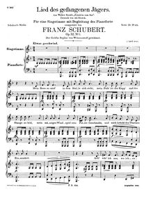 Partition complète, Original key, Lied des gefangenen Jägers, D.843 (Op.52 No.7) par Franz Schubert