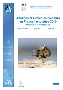 Anatidés et Limicoles nicheurs en France : enquêtes 2010