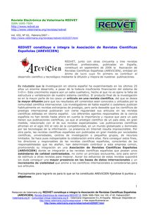 REDVET constituye e integra la Asociación de Revistas Científicas Españolas (AREVICIEN)
