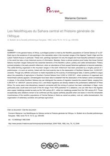 Les Néolithiques du Sahara central et l histoire générale de l Afrique - article ; n°10 ; vol.79, pg 439-450