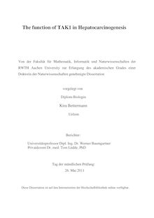 The function of TAK1 in Hepatocarcinogenesis [Elektronische Ressource] / Kira Bettermann