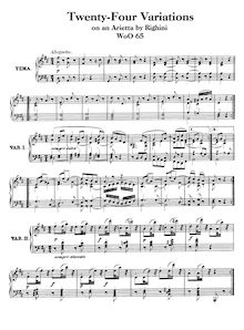 Partition complète, Twenty-four variations pour piano on Vincenzo Righini s aria  Venni Amore , WoO 65