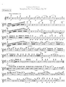 Partition flûte 1, 2, Symphony No.7, A major, Beethoven, Ludwig van