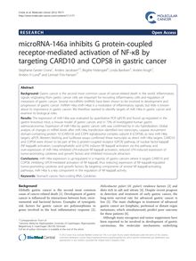 microRNA-146a inhibits G protein-coupled receptor-mediated activation of NF-κB by targeting CARD10 and COPS8 in gastric cancer