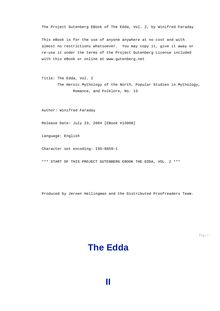 The Edda, Volume 2 - The Heroic Mythology of the North, Popular Studies in Mythology, - Romance, and Folklore, No. 13