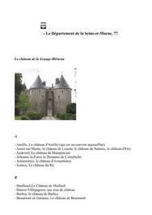 Les Châteaux par département, la Seine et Marne