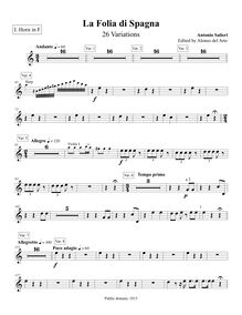 Partition cor 1 (F), 26 Variations on La Folia di Spagna, D minor