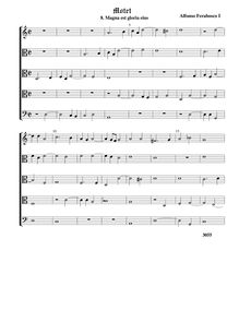Partition , Magna est gloria eius - original keyComplete score (Tr A T T B), Motets