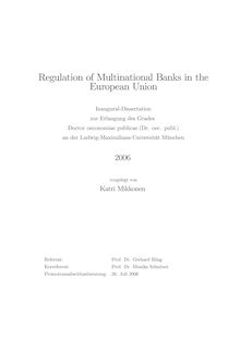 Regulation of multinational banks in the European Union [Elektronische Ressource] / vorgelegt von Katri Mikkonen