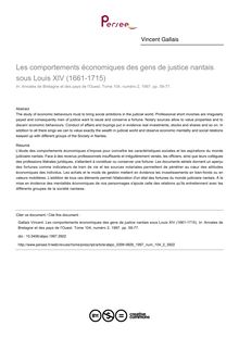 Les comportements économiques des gens de justice nantais sous Louis XIV (1661-1715) - article ; n°2 ; vol.104, pg 59-77