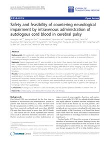 Safety and feasibility of countering neurological impairment by intravenous administration of autologous cord blood in cerebral palsy