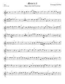 Partition ténor viole de gambe 1, octave aigu clef, Nigra Sum Sed Formosa