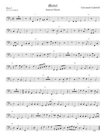 Partition viole de basse 3, basse clef, Sancta Maria à 7, Gabrieli, Giovanni