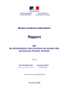 La rationalisation des fonctions de soutien des services du Premier ministre : mission d'audit de modernisation