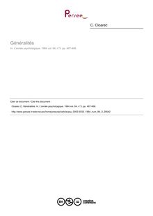Généralités - compte-rendu ; n°3 ; vol.84, pg 467-468