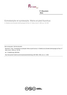 Ectrodactylie et syndactylie. Mains et pied fourchus - article ; n°1 ; vol.5, pg 123-158