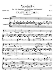 Partition complète, Abendbilder, Nocturne, A minor, Schubert, Franz