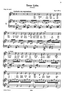 Partition No. 1: Treue Liebe, 6 chansons, 6 Gesänge, Brahms, Johannes par Johannes Brahms