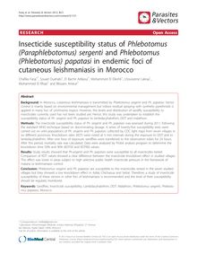 Insecticide susceptibility status of Phlebotomus (Paraphlebotomus) sergentiand Phlebotomus (Phlebotomus) papatasiin endemic foci of cutaneous leishmaniasis in Morocco