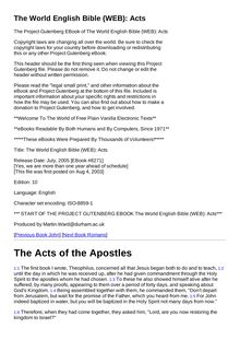 The World English Bible (WEB): Acts