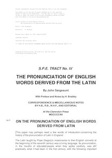 Society for Pure English Tract 4 - The Pronunciation of English Words Derived from the Latin