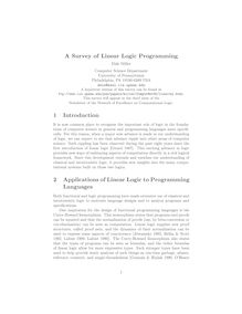 A Survey of Linear Logic Programming Dale Miller