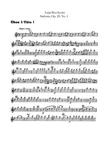 Partition flûte/hautbois 1, 2, 6 Symphonies, G.493-498 (Op.21), B♭ major (No.1)