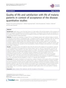 Quality of life and satisfaction with life of malaria patients in context of acceptance of the disease: quantitative studies