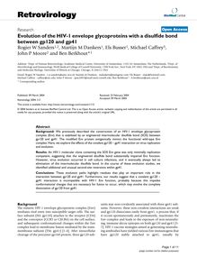 Evolution of the HIV-1 envelope glycoproteins with a disulfide bond between gp120 and gp41