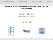Whole Genome Comparisons Fragment Chaining Chaining with Overlaps Conclusion