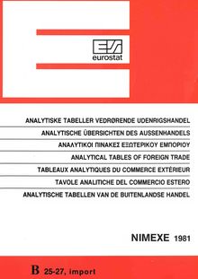 Analytical tables of foreign trade - Nimexe 1981, imports