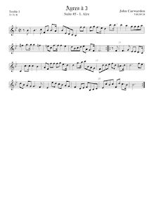 Partition Treble1 viole de gambe,  No.5 pour 3 violes de gambe, Carwarden, John par John Carwarden