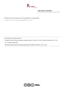 Histoire du cinéma et expertise culturelle - article ; n°61 ; vol.16, pg 17-50