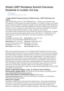 Global LGBT Workplace Summit Convenes Hundreds in London, 5-6 July