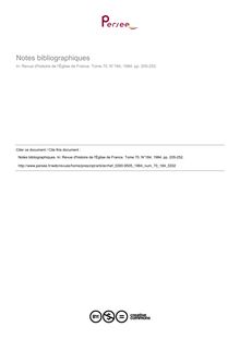 Notes bibliographiques  ; n°184 ; vol.70, pg 205-252