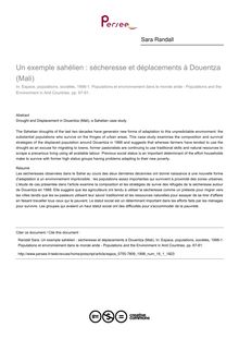 Un exemple sahélien : sécheresse et déplacements à Douentza (Mali) - article ; n°1 ; vol.16, pg 67-81