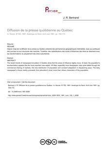 Diffusion de la presse quotidienne au Québec - article ; n°1 ; vol.150, pg 159-172