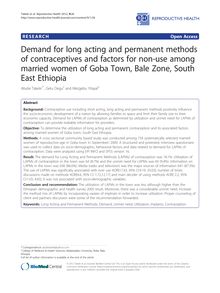 Demand for long acting and permanent methods of contraceptives and factors for non-use among married women of Goba Town, Bale Zone, South East Ethiopia