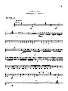 Partition trompette 1, 2 (en B♭, E♭), La Cenerentola, Rossini, Gioacchino