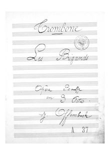 Partition Trombone, Les brigands, Opéra bouffe en trois actes, Offenbach, Jacques