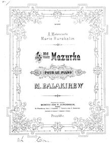 Partition complète, Mazurka No.4, Balakirev, Mily