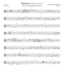 Partition ténor viole de gambe 2, alto clef, Fantasia pour 5 violes de gambe, RC 54