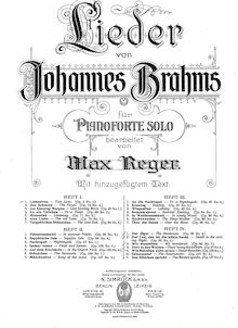 Partition Hefte (Books) 1 et 2, chansons von Johannes Brahms für Pianoforte Solo