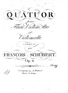 Partition flûte, Quatuor pour flûte, violon, alto et violoncelle