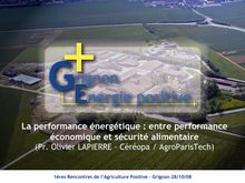 La performance énergétique entre performance économique et sécurité alimentaire Olivier Lapierre Céréopa AgroParisTech