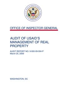 Audit of USAID’s Management of Real Property
