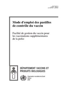 Mode d emploi des pastilles de contrôle du vaccin 001