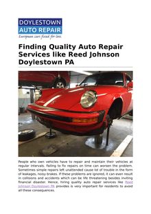 Finding Quality Auto Repair Services like Reed Johnson Doylestown PA