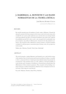 J. HABERMAS, A. HONNETH Y LAS BASES NORMATIVAS DE LA TEORÍA CRÍTICA